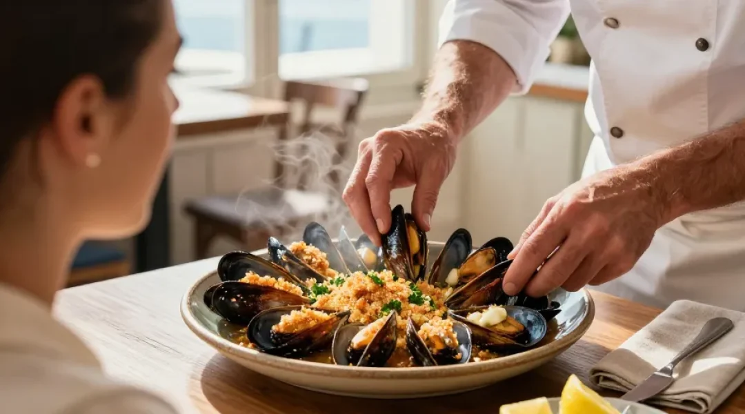 moules gratinées à l'aïoli